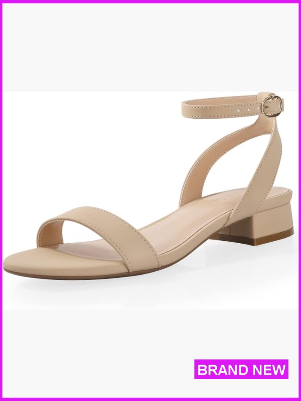 Strappy Open Toe Sandals Low Block Heel Adjustable Ankle Strap Dressy Summer